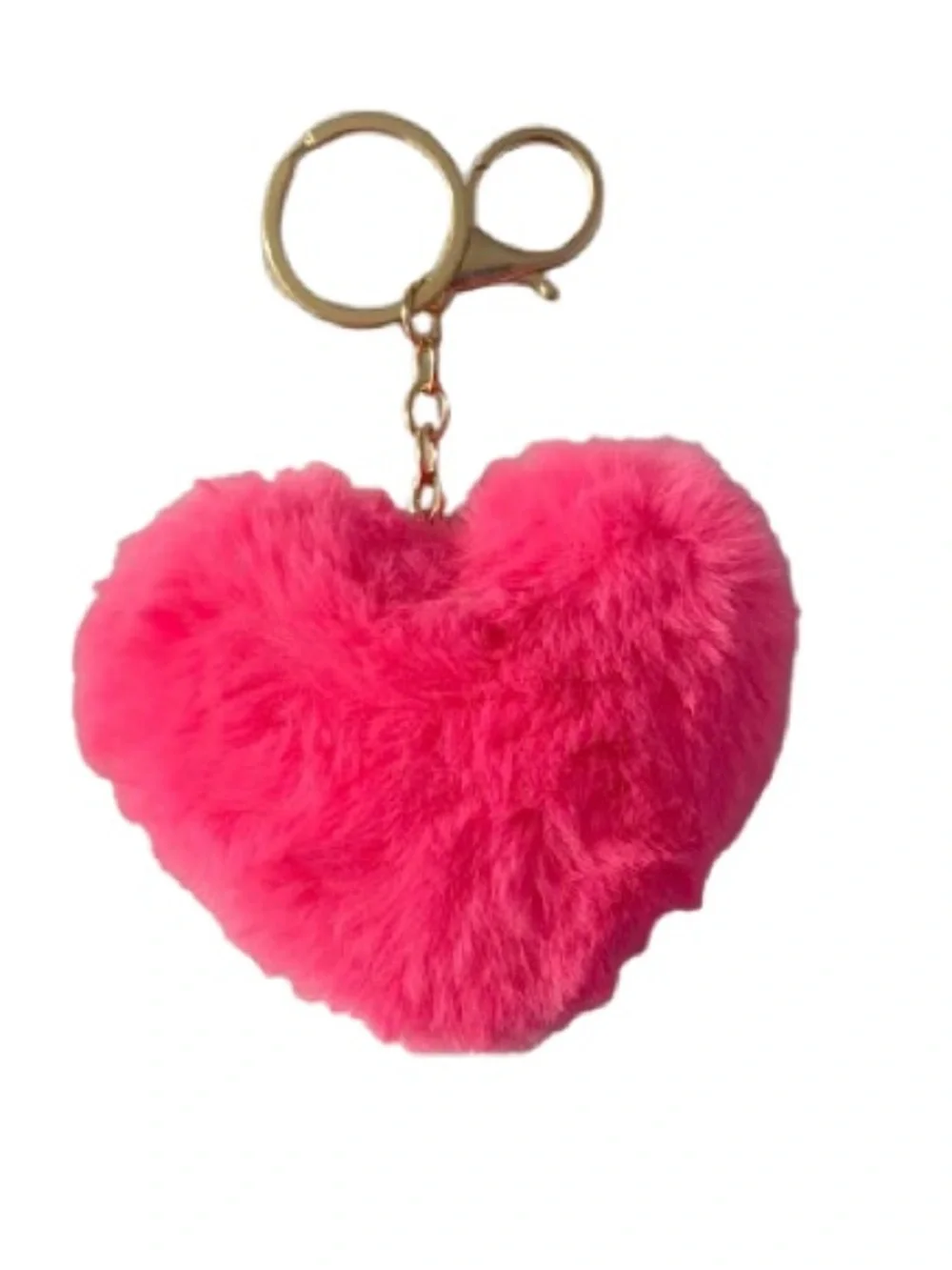 Keychain /Bag Carm -New Pink Fluffy Faux Fur Heart